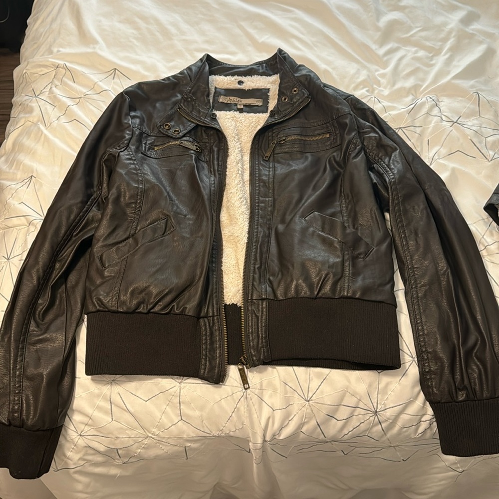 Dark brown leather jacket